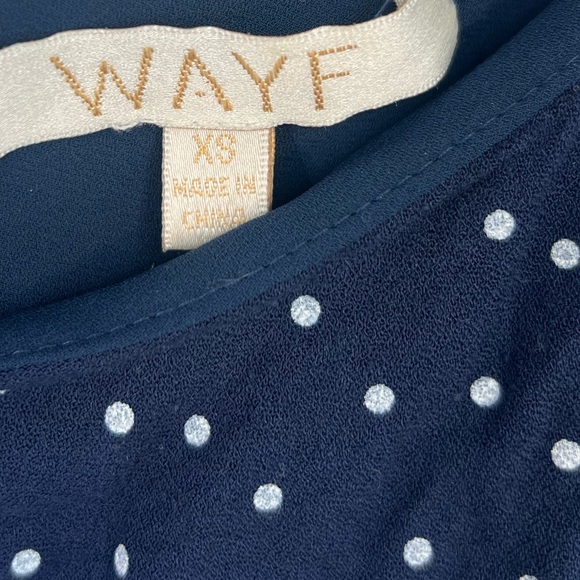 Wayf One-Shoulder Navy Polka Dot Dress size XS - Picture 3 of 4